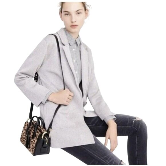 J.Crew Sophie Open Front Sweater Blazer Heather Gray Pockets Sustainable Size L - Picture 6 of 10